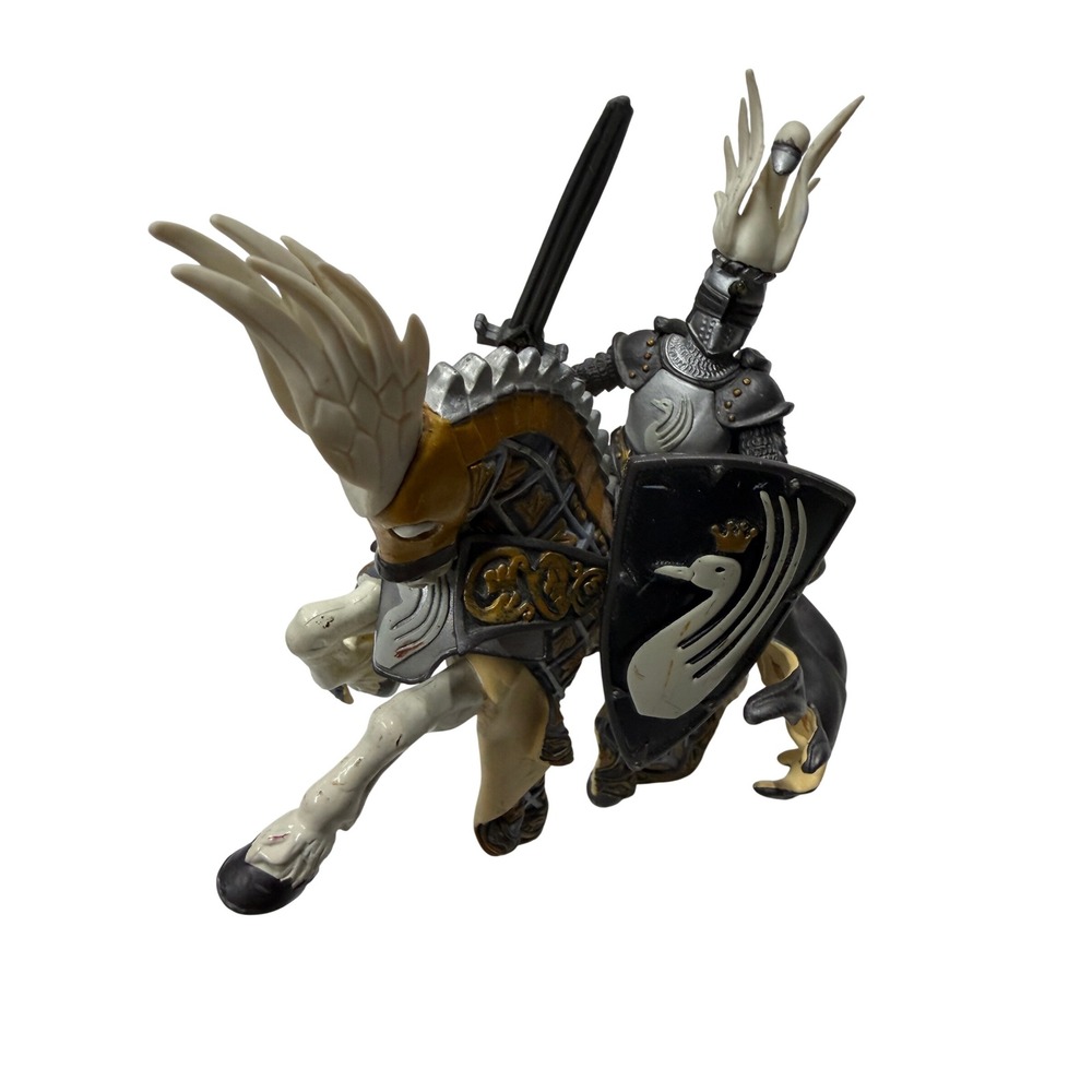 Papo Swan Knight and Armored Warhorse Medieval Fantasy Action Figure Set
